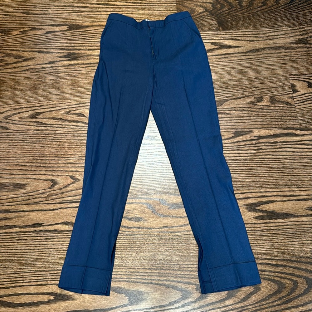 Elaine Kim navy blue trousers with split cuff size P